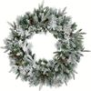 Lifebay Christmas Wreath with Snowy Pine Cones