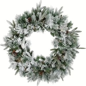 Lifebay Christmas Wreath with Snowy Pine Cones