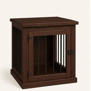 Paws and Willow Bedside Table Espresso with Espresso Top  Wooden Dog Crate Hinged Door with Mesh