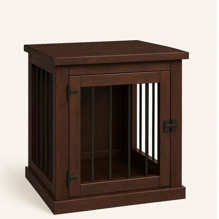 Paws and Willow Bedside Table Espresso with Espresso Top  Wooden Dog Crate Hinged Door with Mesh