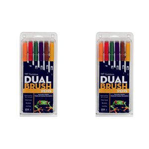 2x 6pc Tombow Dual Brush/fine Pen Marker Water-based Sketching/drawing Secondary