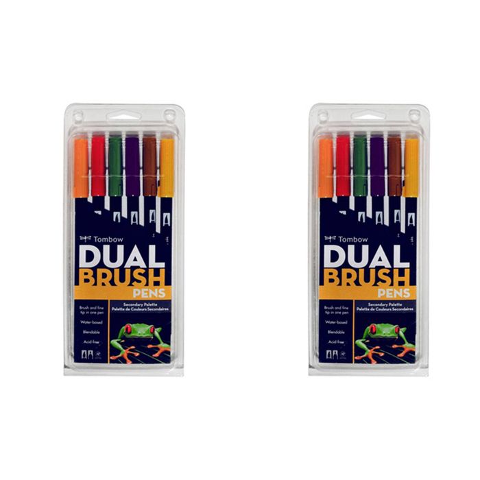 2x 6pc Tombow Dual Brush/fine Pen Marker Water-based Sketching/drawing Secondary