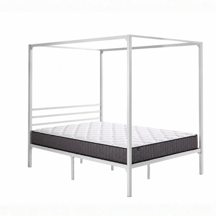 Zinus Queen Metal Canopy Bed Frame & Pocket Spring Mattress Set