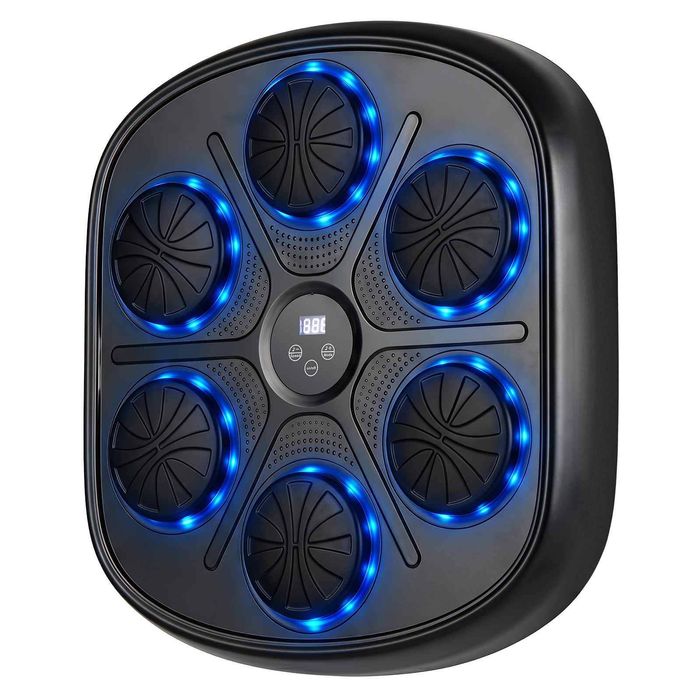Costway Music Boxing Machine Wall Punching Gloves LED Light-Black