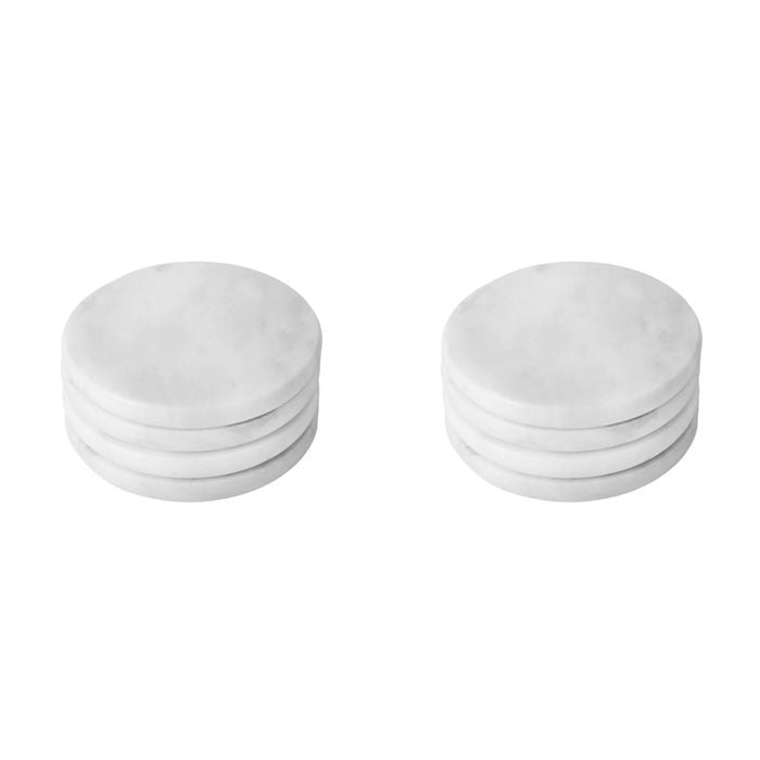 2x 4pc Davis & Waddell Nuvolo Marble Coaster Set Round Grey 10x10cm