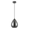 Cla Lighting Cloche Oval Pendant Light With Rain Drop Effect Mirror Finish Glass Smokey Black