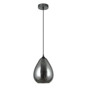 Cla Lighting Cloche Oval Pendant Light With Rain Drop Effect Mirror Finish Glass Smokey Black