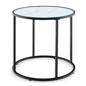 Costway 50cm Coffee Side Table Metal Frame End Table White