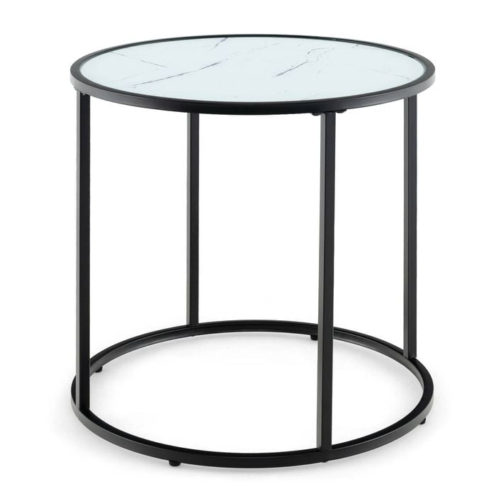 Costway 50cm Coffee Side Table Metal Frame End Table White
