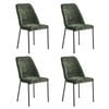 Oikiture Set of 4 Dining Chairs Chenille Fabric Green