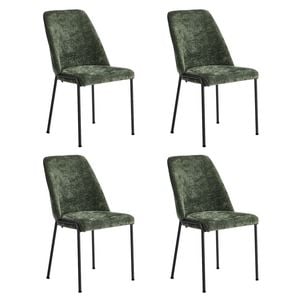 Oikiture Set of 4 Dining Chairs Chenille Fabric Green