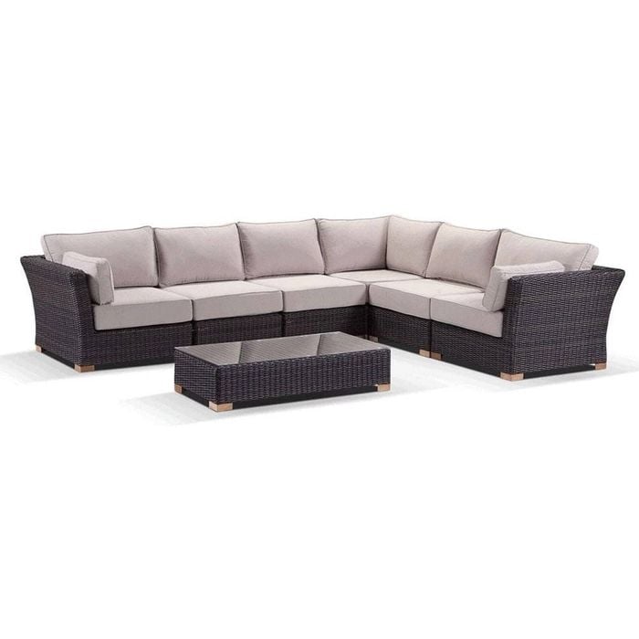 Bay Gallery Furnitire Coco Corner Lounge Setting Chestnut Brown & Latte Cushions
