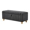 Oikiture Storage Ottoman Couch Stripe Linen Grey