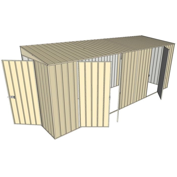 Build-a-Shed 1.5 x 5.2 x 2m Hinged Door Tunnel Shed With 3 Hinged Side Doors - Cream