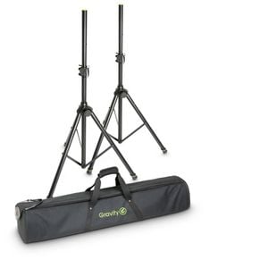 2pc Gravity SS5211BSET1 Aluminium Stand Tripod w/ Carrying Bag For Speaker Black