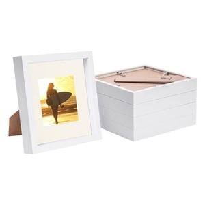 Nicola Spring 8" X 8" White 3d Box Photo Frames - 4" X 4" Mount - Pack Of 5