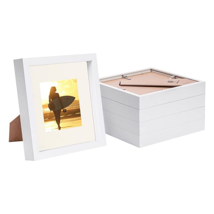 Nicola Spring 8" X 8" White 3d Box Photo Frames - 4" X 4" Mount - Pack Of 5