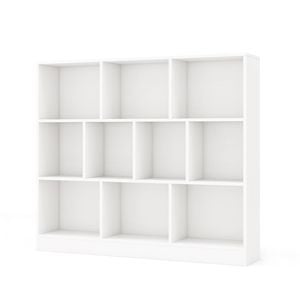 Costway 3-tier Open Storage 10-cube Bookshelf Wooden Display Shelf - White