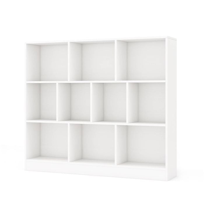 Costway 3-tier Open Storage 10-cube Bookshelf Wooden Display Shelf - White