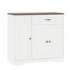 Ufurniture Sideboard Buffet Cabinet Kitchen Storage Cabinet With Adjustable Shelves  1 Drawer & 3 Doors White