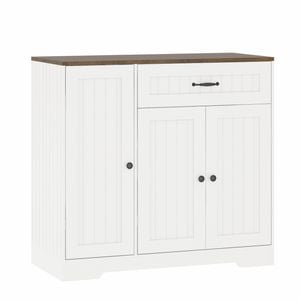 Ufurniture Sideboard Buffet Cabinet Kitchen Storage Cabinet With Adjustable Shelves  1 Drawer & 3 Doors White