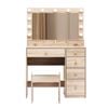 Levede 11 LED Bulbs Dressing Table Stool Set Oak