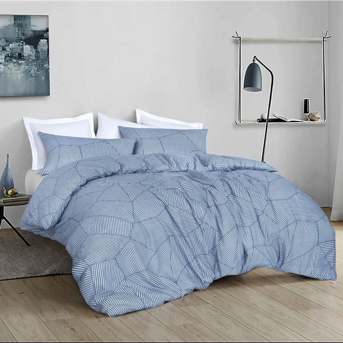 Amsons Pure Cotton Queen Quilt Cover Set - Ariana Denim