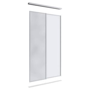 Lugna 2100 x 1200mm Clear Anodised 1 Mirror 1 Melamine Wardrobe Double Sliding Doors
