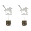 2PK LVD Metal/Wood 26.5cm Bird Stump Home Decorative Figurine
