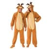 Rubie's Unisex Reindeer Christmas Halloween Costume Plush Hooded Onesie with Antlers - Brown Colour, Large