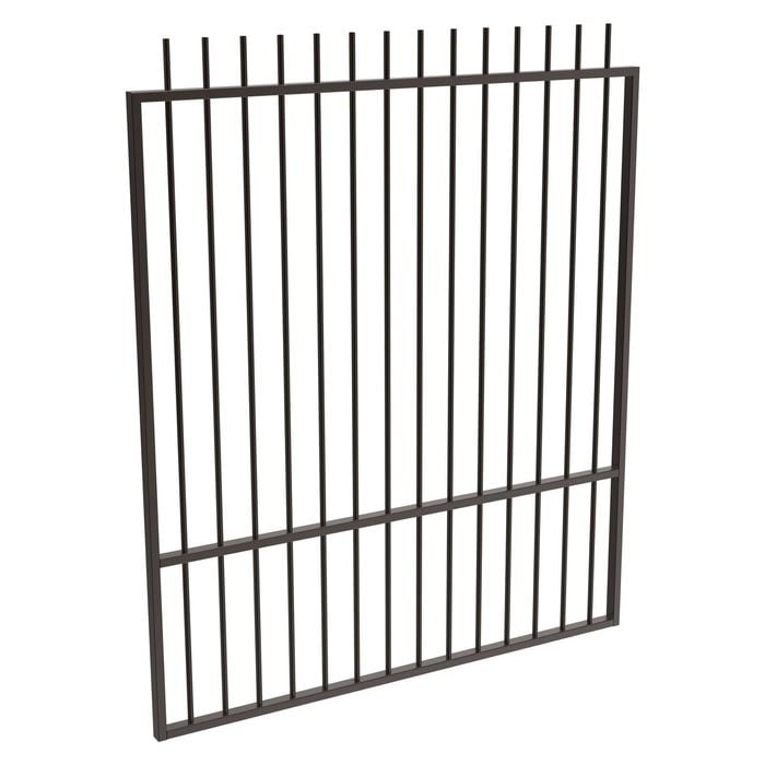 ProtectorAl 1201  1500 x 1800mm Black Aluminium Garden Gate Picket Top With Mid Rail