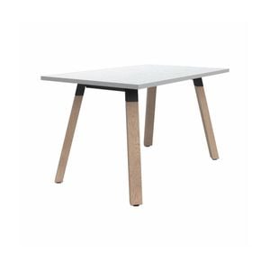 Olg Plantation Boardroom Table 4 Leg Solid Oak Frame White Top L1200mm X W600mm