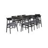 Claire 9pc Dining Set Table Extendable 170-230cm Oak Fabric Seat Chair - Black