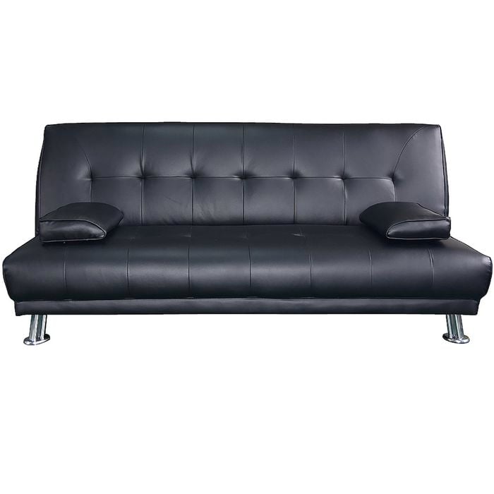 Sarantino 3 Seater Faux Leather Sofa Bed Couch Lounge Futon - Black