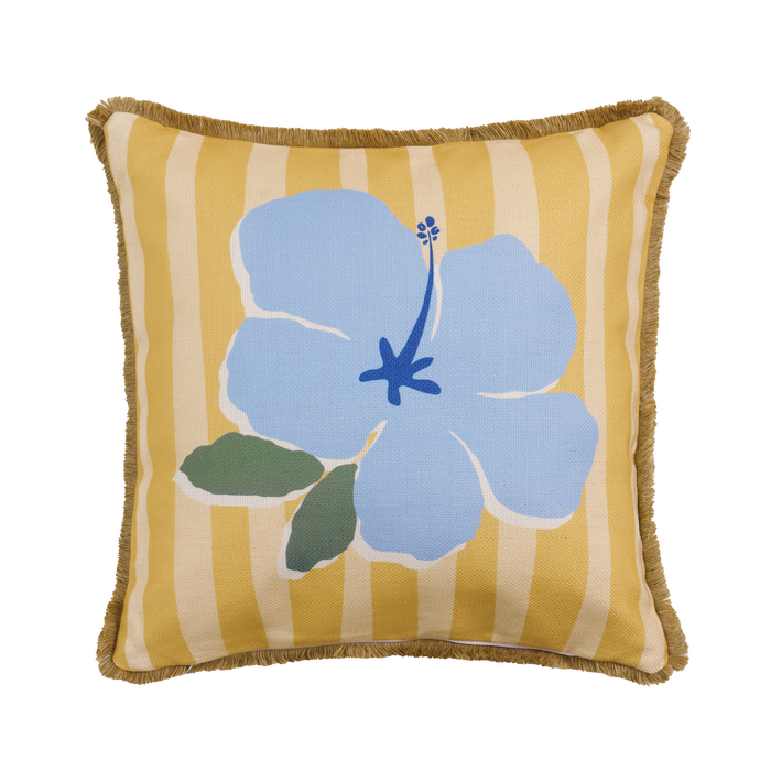 Mimosa 48cm x 48cm Resort Floral Stripe Butter Outdoor Cushion