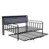 Artiss Bed Frame Double Led Metal Trundle Daybed With Charging Station Turn
