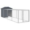 vidaXL Chicken Coop Chicken Cage with Run Hen House Anthracite Galvanised Steel 117x405x123 cm