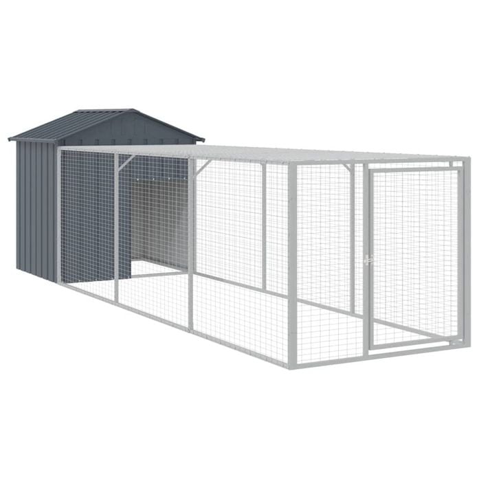 vidaXL Chicken Coop Chicken Cage with Run Hen House Anthracite Galvanised Steel 117x405x123 cm