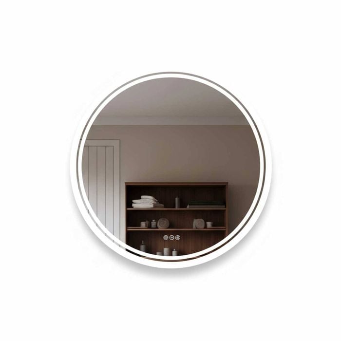 P&P Silver Round LED Bathroom Mirror Anti Fog Touch Backlit Modern Design