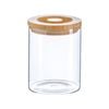 Argon Tableware Glass Jar With Wooden Lid Storage Container - Round Scandinavian Style Airtight Canister - 750ml