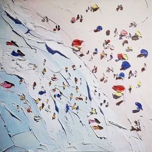 P&P Beach Hand Painting Picture - Elegant Modern Wall Art for Living Room, Bedroom & Office Decor 100x80cm