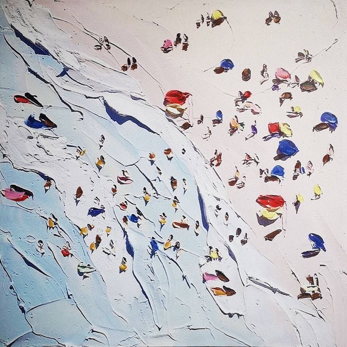 P&P Beach Hand Painting Picture - Elegant Modern Wall Art for Living Room, Bedroom & Office Decor 100x80cm