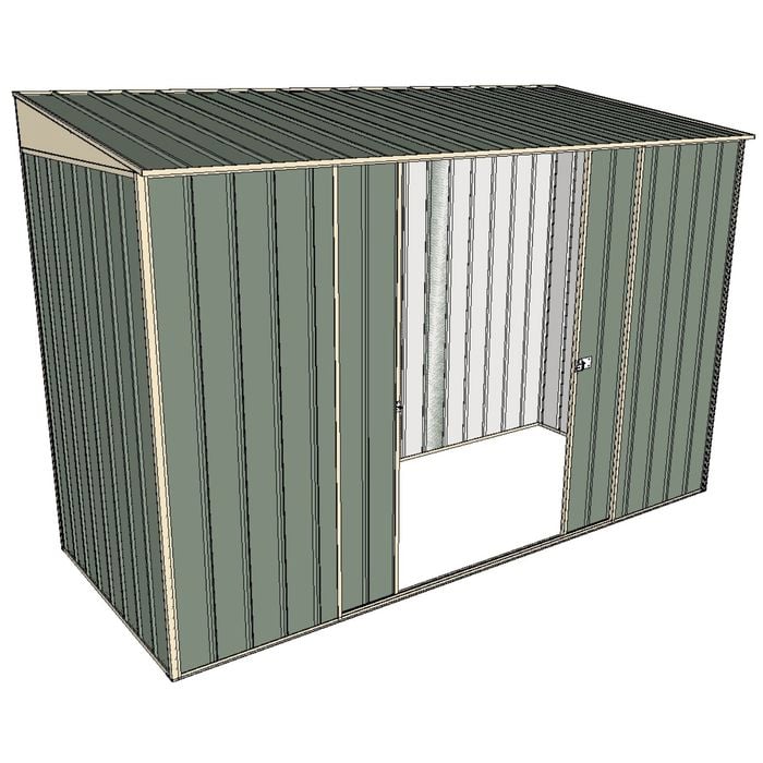 Build-A-Shed 1.2 x 3.0 x 2.0m Skillion Double Sliding Side Door Shed - Green