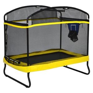 Advwin Recreational Outdoor Trampoline for Kids with Basketball Hoop & Swing, Yellow