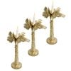 3PK LVD Resin/Metal 36.5cm Large Taper/Stick Candle Holder Pandanus Palm - Gold