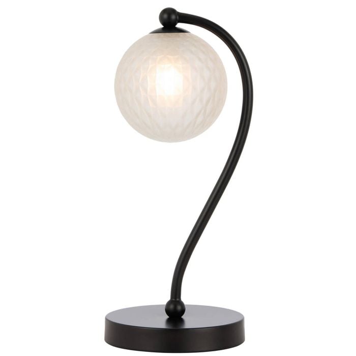 Telbix Felton Modern Table Desk Lamp Light Glass Metal Black Frost Matte
