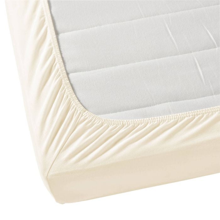 Jenny Mclean Porto Fitted Sheet 100% Cotton Single Bed Extra Long 400TC - Vanilla