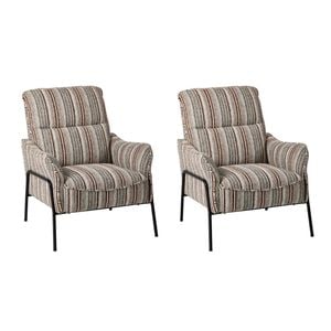 Oikiture Set of 2 Armchair Chenille Fabric Lounge Chair Accent Chair