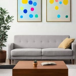 Zinus 3 Seater Modern Sofa With Armrest Pockets Adair- Light Grey