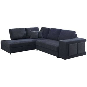 Melton 5 Seater Lounge Sofa with Chaise and Ottoman - Charcoal Grey